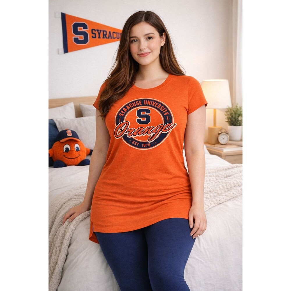 SYRACUSE UNIVERSITY Athletics T-Shirt Orange Blue Tunic Womens Sz XL Campus Logo